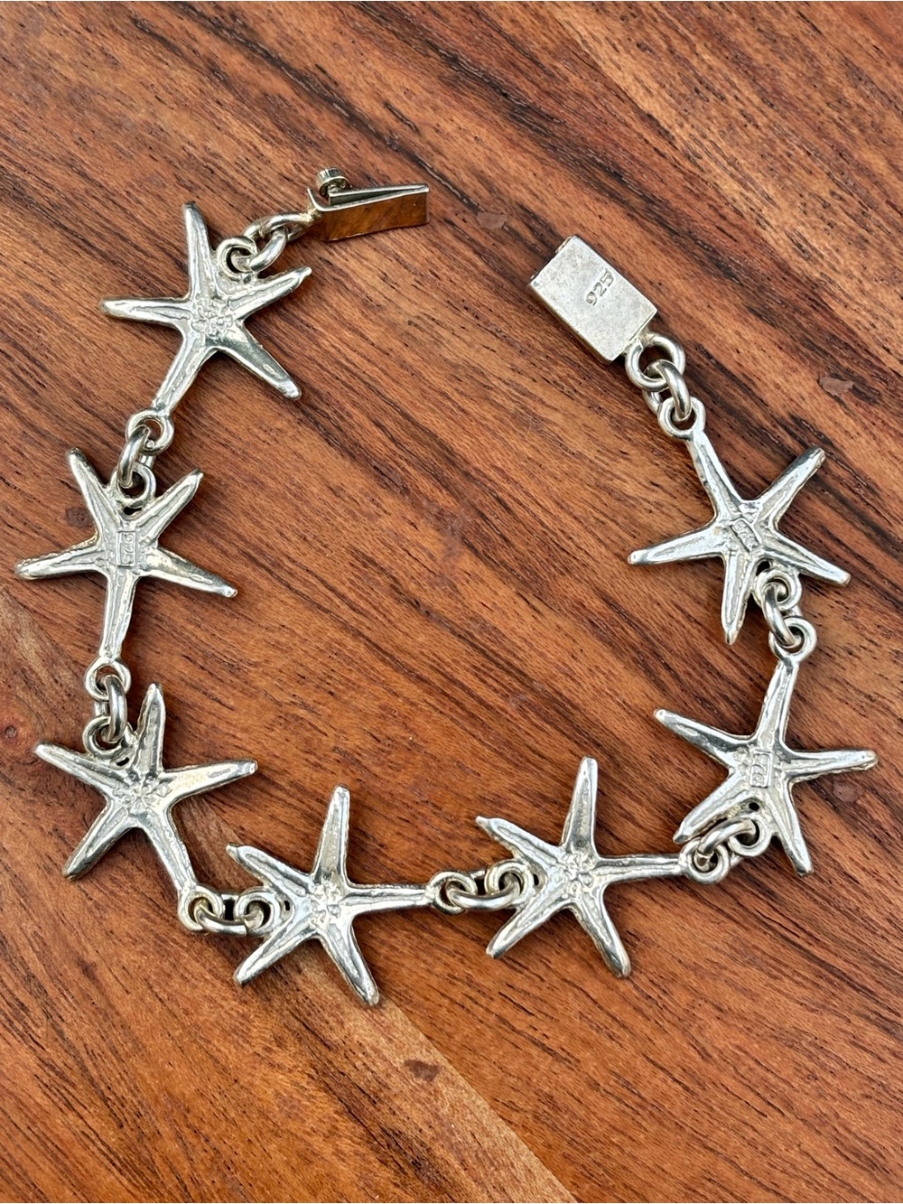 Vintage 925 Sterling Silver Starfish Bracelet Beach Ocean Jewelry